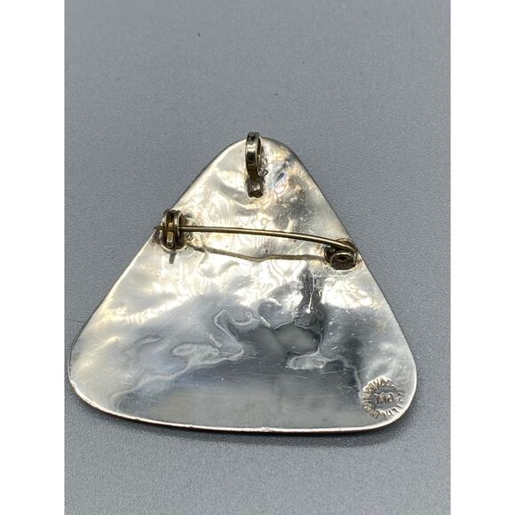 Sterling silver Abalone inlaid Owl‎ Pendant  Brooch Signed Taxco Vintage - Picture 2 of 7